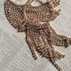 Glamorous Gold Plated Crystal Drop Earrings